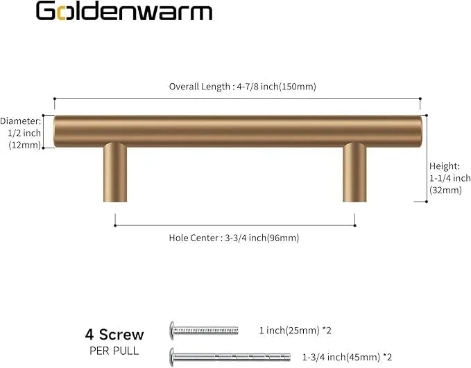 goldenwarm 35 Pack Champagne Bronze Cabinet Pulls Gold Cabinet Handles 3-3/4 inch(96mm) Champagne Drawer Handles Brushed Bronze Drawer Pulls Kitchen Bathroom Bedroom Dresser Furniture Hardware - ModernBath