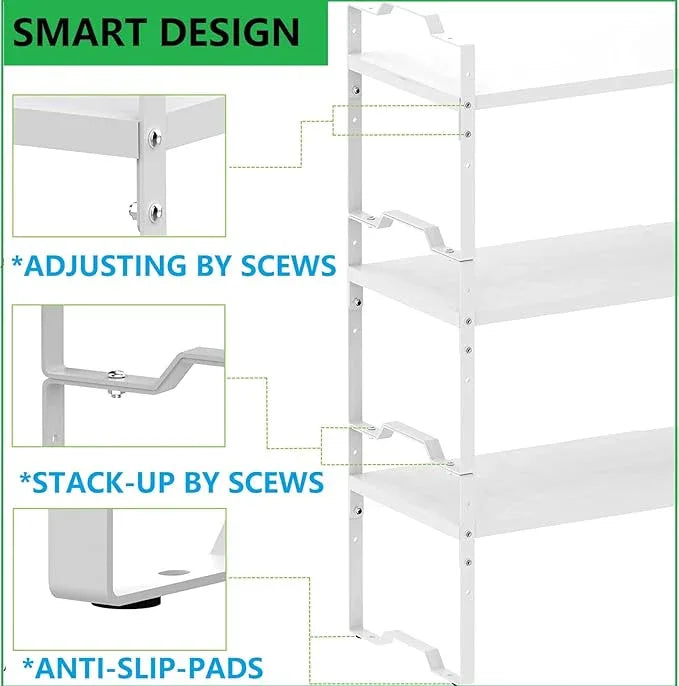 Jojocross Expandable Shelf for Cabinet Organizer Adjustable Stackable Spice Rack at Kitchen and Bathroom More, Counter Countertop Cupboard Organization Pantry Storage(LARGE/2PACKS/WHITE) - ModernBath