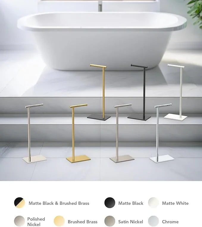 Gatco 1431PN Modern Rectangle Base Freestanding Toilet Paper Holder, 21.25", Polished Nickel with Weighted Base - ModernBath