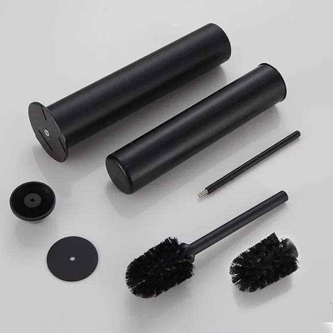 BGL Toilet Brush and Holder Set, Heavy Duty 304 Stainless Steel, Round Base and Long Handle for Bathroom Deep Cleaning, Drip-Proof, Space Saving for Storag, Black - ModernBath