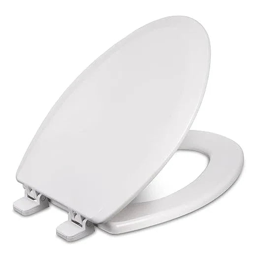 Centoco Elongated Toilet Seat, Heavy-Duty Wood Core with Plastic Scratch-Resistant Finish, Residential, Made in the USA, 900-301, Crane White (Cotton/Bright) - ModernBath
