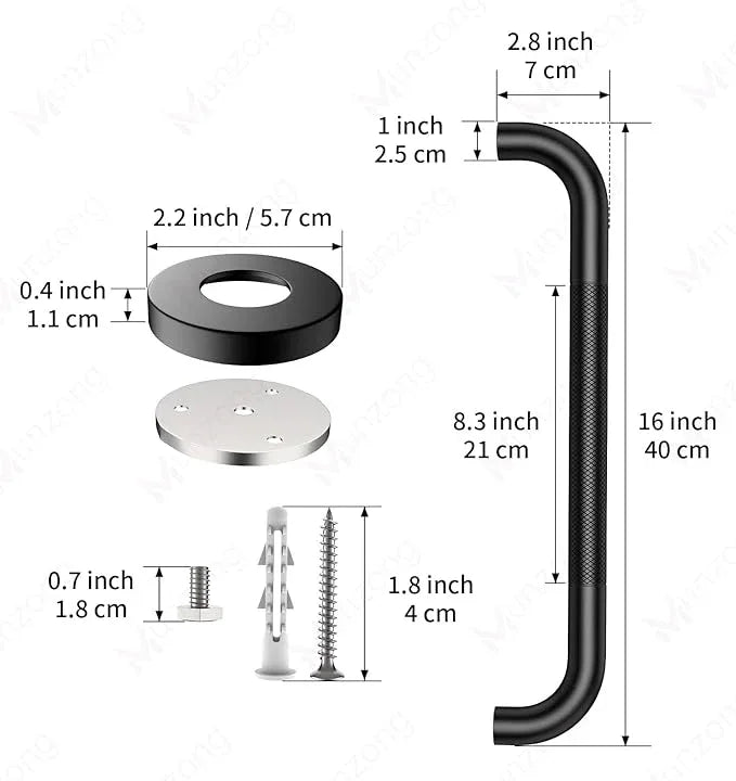 16 Inch Anti Slip Grab Bar for Shower, 2 Pack Munzong Oil Rubbed Black Bathroom Grab Bar, Knurled Handicap Balance Bar,Safety Hand Rail Support Elderly Senior - ModernBath