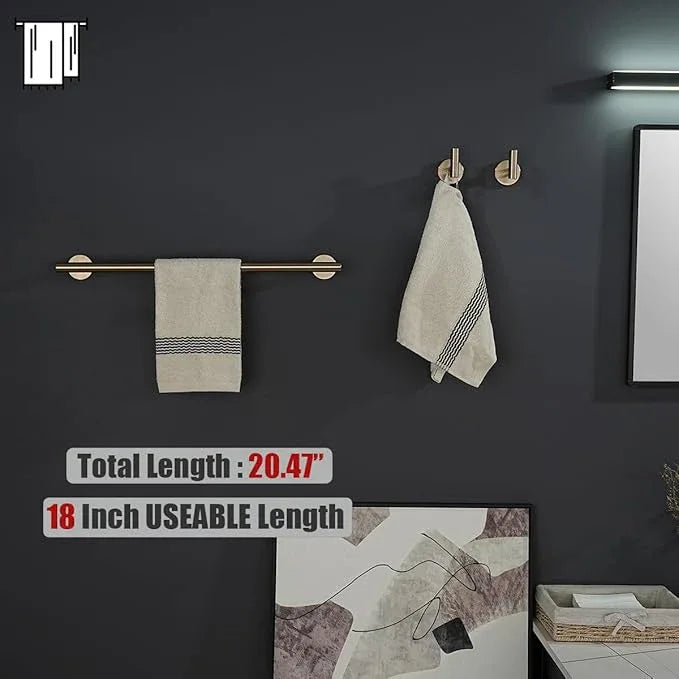 JQK Champagne Bronze Towel Bar, 20.5 Inch 304 Stainless Steel Thicken 0.8mm Towel Rack Bathroom, Towel Holder Wall Mount, Useable Length 18 Inch, TB110L18-CB - ModernBath