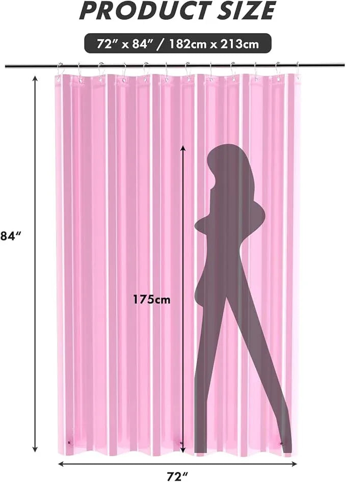 AmazerBath Extra Long Shower Curtain Liner, Clear Pink Shower Liner 84 Inches Long, 72x84 Plastic Shower Curtain Liners, Cute Tall Shower Liner, PEVA Bathroom Shower Curtain Liners & 3 Magnets - ModernBath