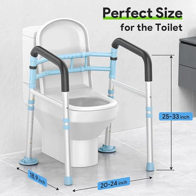 Delog Toilet Safety Rails 300 lb - Adjustable Toilet Safety Frame & Rails, Toilet Safety Rail for Elderly Adults, Toilet Handles for Seniors, Toilet Bars for Elderly & Handicap (Blue) - ModernBath