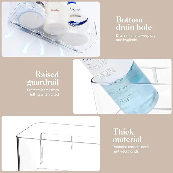 2 Pcs Clear Shower Shelf, Large Bathroom Wall Mounted Shower Caddy, No Drill Self Adhesive Bathroom Organizer with Self Adhesive Tape - ModernBath