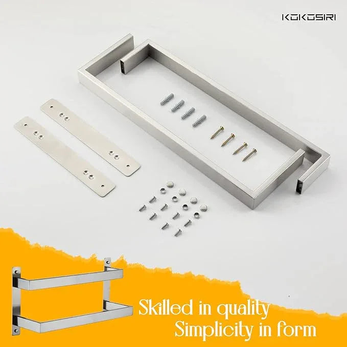 KOKOSIRI Hand Towel Bars 16 Inches Bathroom 2-Tiers Ladder Towel Rails Towel Holders Wall Mounted Towels Shelves Rack Brushed Stainless Steel, B5008BR-L16 - ModernBath