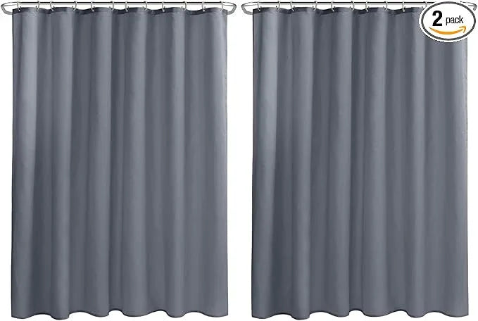 Nasitos Fabric Shower Curtain Liners 2 Pack - W72 x H72 - Water Resistant & Non Toxic Cloth Shower Liner for Bathroom, Hotel Quality, Machine Washable, Standard Size (Grey, 4 Magnets Included) - ModernBath