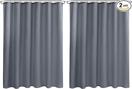 Nasitos Fabric Shower Curtain Liners 2 Pack - W72 x H72 - Water Resistant & Non Toxic Cloth Shower Liner for Bathroom, Hotel Quality, Machine Washable, Standard Size (Grey, 4 Magnets Included) - ModernBath