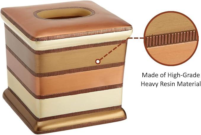Zahari Home 2pc Contempo Luxury Bath Accessories Set Waste Basket & Tissue Box Modern Classic Contemporary Decorative Beautiful Designs Stylish Bathroom Accessories Set - ModernBath