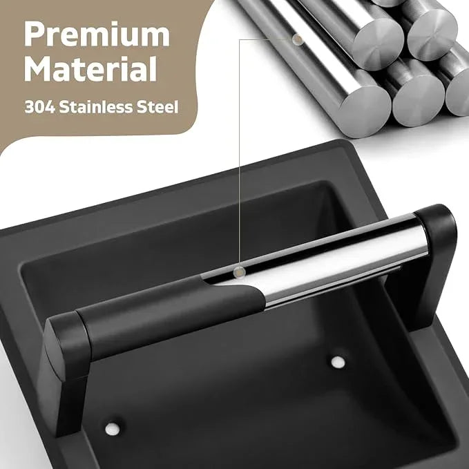 Recessed Toilet Paper Holder for Large Rolls, Pivoting Stainless Steel in Wall Toilet Paper Holder, Wall Mounted Bathroom Tissue Roll Dispenser with Modern Matte Black Finish - ModernBath