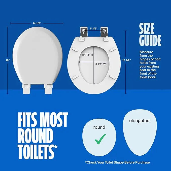 HIGHCRAFT Premium Round Toilet Seat with Slow-Close Design, Adjustable Hinges & Quick Removal Mechanism - Molded Wood Toilet Seat - Fits Standard Round Toilets - Toilet Seat in White - ModernBath