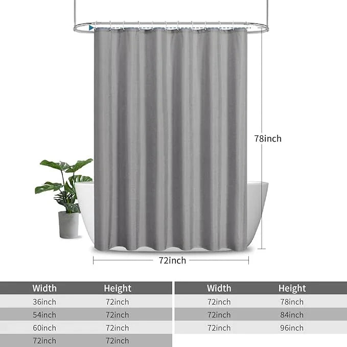 THAIGEE 2-in-1 Waterproof Long Fabric Shower Curtain or Liner,Linen Textured,78 Inch Breathable TPU & Washable Bathroom Shower Curtain Set with 12 Plastic Hooks,Modern,72"x78" Grey - ModernBath