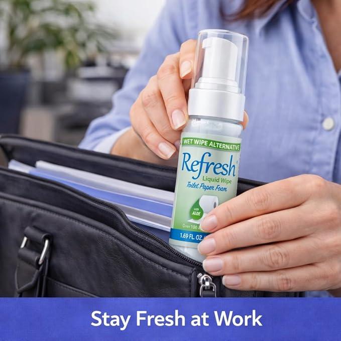 Refresh Liquid Wipe Toilet Paper Foam – Eco-Friendly Flushable Wet Wipe Alternative, Cleanses & Soothes with Witch Hazel & Aloe, Septic & Plumbing Safe, 50 ml (1.69 oz), 2 Pack - ModernBath