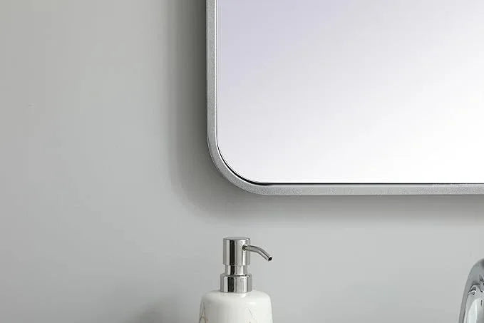 ARS Concepts Aura, Soft Corner Metal Rectangular Mirror 20X36 Inch in, Modern, Silver - ModernBath