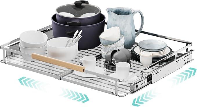 Expandable Pull Out Cabinet Organizer, Adjustable Width:17.1~28''W x 22.5''D Under Sink Organizer, Drawer Storage Shelves for Kitchen, Bathroom, Closet, Pantry, Cupboard, Pots, Pans - ModernBath