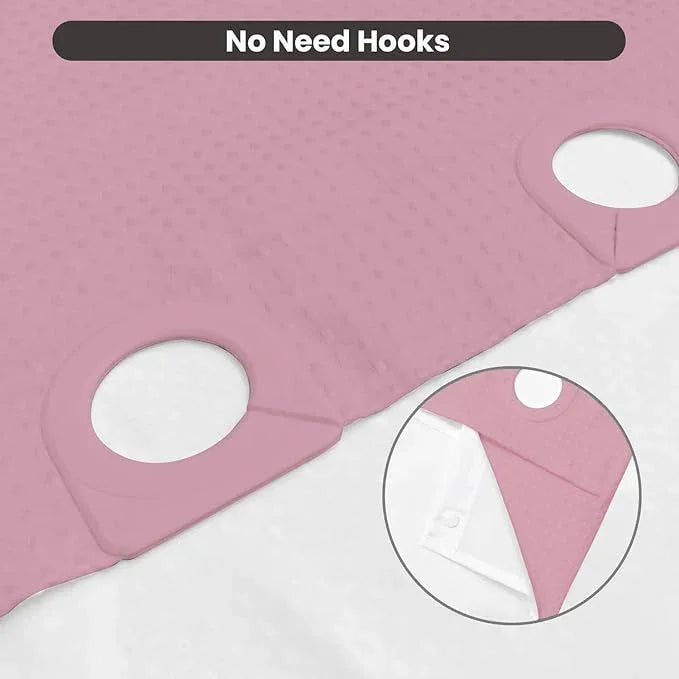 Inhousolu No Hook Waffle Weave Shower Curtain with Removable Snap in Fabric Liner Set for Bathroom, 230 GSM Heavy Duty Weighted Hem, Water Repellent Washable Bath Curtains, 72 x 72 Inch, Pink - ModernBath