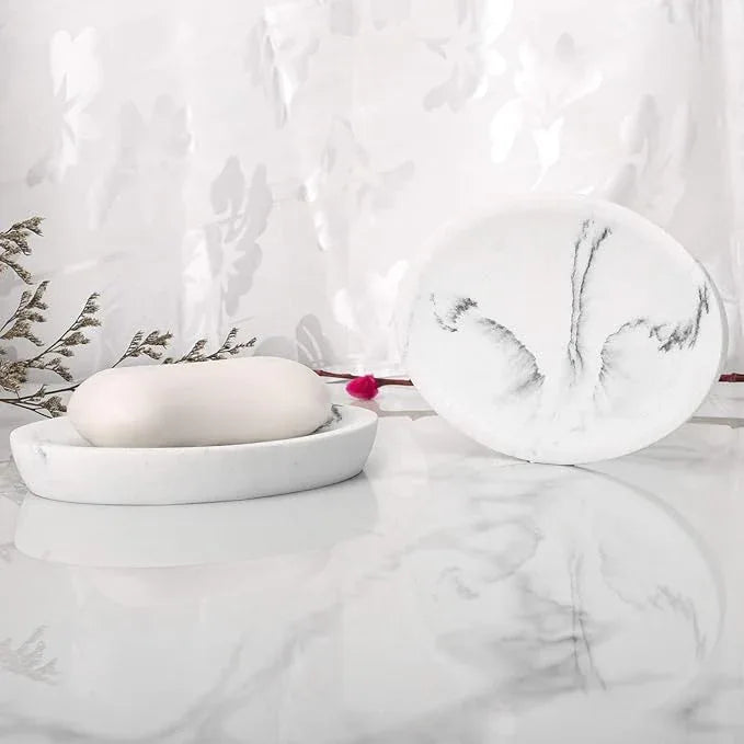 L'ARL GMVOI Bathroom Accessories Set,4 Pieces Marble Bathroom Vanity Countertop Accessory Set with Bathroom Toothbrush Holder Set,Soap Dispenser,Tumbler,Soap Dish for Bathroom Home Decor - ModernBath