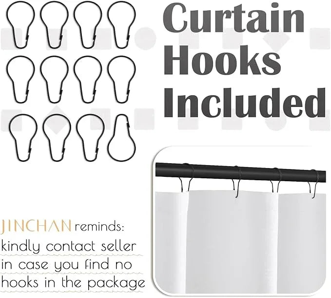 jinchan Grey and White Boho Shower Curtain Color Block Striped Fabric Shower Curtains for Bathroom Ombre Modern Luxury Waterproof with 12 Hooks 70x72 Inches - ModernBath