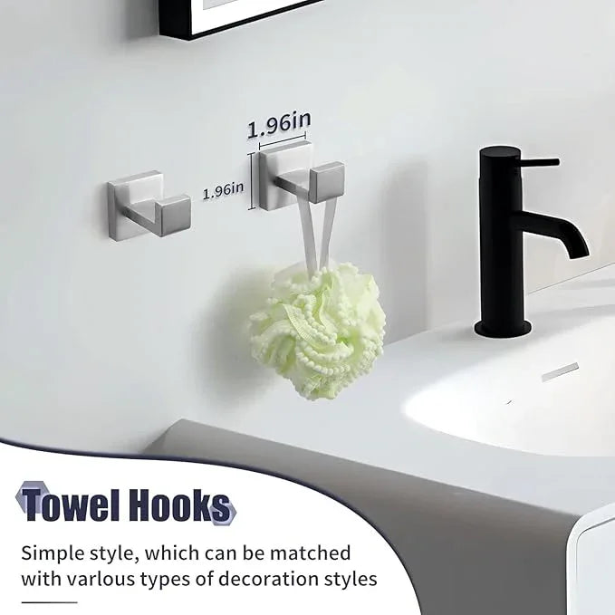 Bathroom Accessories Towel Bar Set: 20 Pieces Brushed Nickel Square Bathroom Hardware SUS304 Stainless Steel - Wall Mounted Towel Rack&Toilet Paper Holder&Towel Ring and Towel Hook - ModernBath