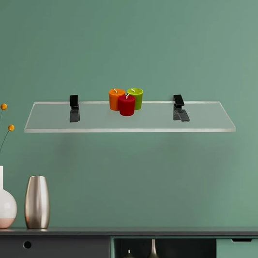 Clear Acrylic Shelves for Wall Storage, 6" W X 24" L, 3/4" Thick Wall Mounted Floating Shelves for Bedroom, Living Room, Bathroom, Kitchen -‎Easy Installation with Screws and Black Finish Brackets - ModernBath