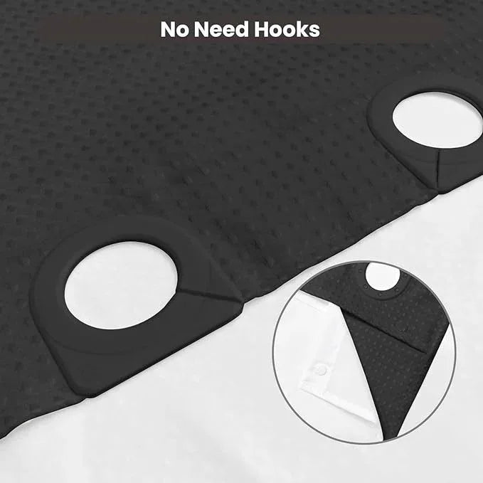 Inhousolu No Hook Waffle Weave Shower Curtain with Removable Snap in Fabric Liner Set for Bathroom, 230 GSM Heavy Duty Weighted Hem, Water Repellent Washable Bath Curtains, 72 x 84 Inch, Black - ModernBath