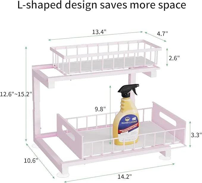 Under Sink Organizer Storage 2-Tier Premium Metal Pull-Out Racks, Height Adjustable, Heavy Dut and Easy Installation for Kitchen & Bathroom Organizers 1 Pack - ModernBath