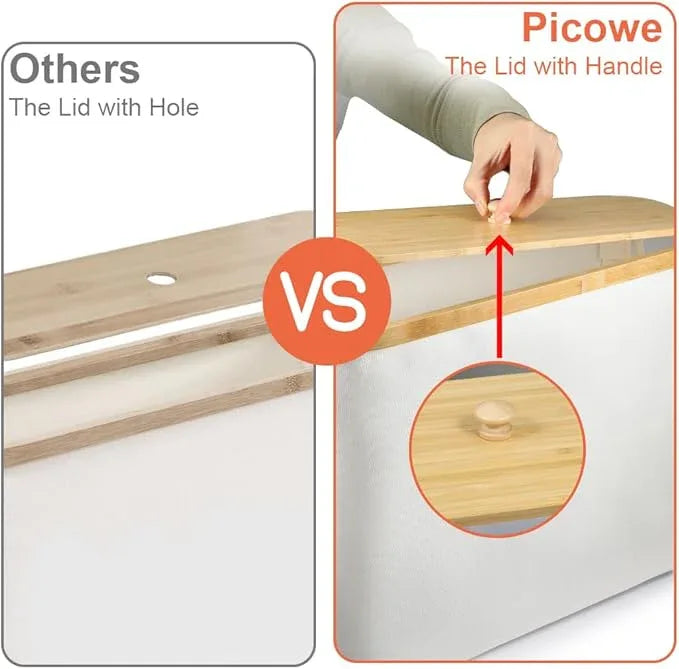 Picowe Toilet Paper Organizer Basket, Toilet Paper Bin with Lid, Beige - ModernBath