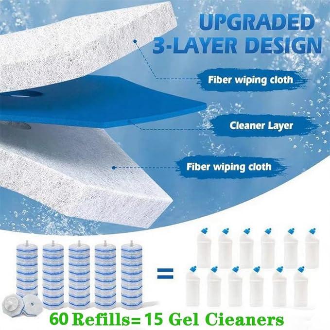 60 Counts Upgraded Disposable Cleaner Wand Brush Heads - Compatible with Clorox Toilet Bowl Cleaner Wand Refills for Bathroom Cleaning - ModernBath