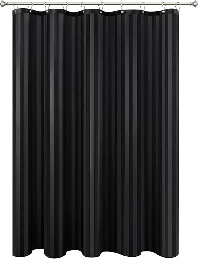Biscaynebay Fabric Shower Curtain or Liner 72" by 72", Black Water Repellent Damask Stripes Bathroom Curtains Machine Washable - ModernBath