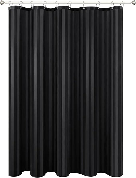 Biscaynebay Fabric Shower Curtain or Liner 72" by 72", Black Water Repellent Damask Stripes Bathroom Curtains Machine Washable - ModernBath