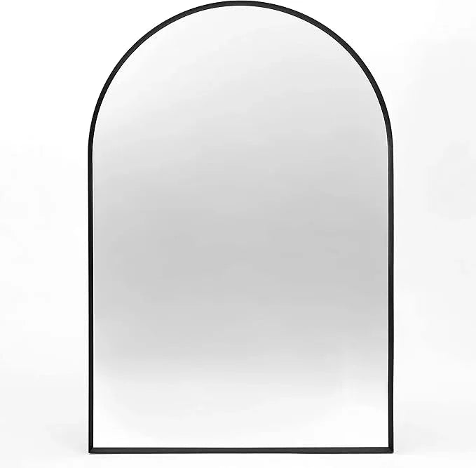 Minuover Large Black Arched Mirror, 30" x 40" Modern Brushed Metal Frame Arch Wall Decorative Mirror, Arched Top Bathroom Vanity Mirror for Living Room Bedroom Fireplace Mantel, Tempered Glass - ModernBath