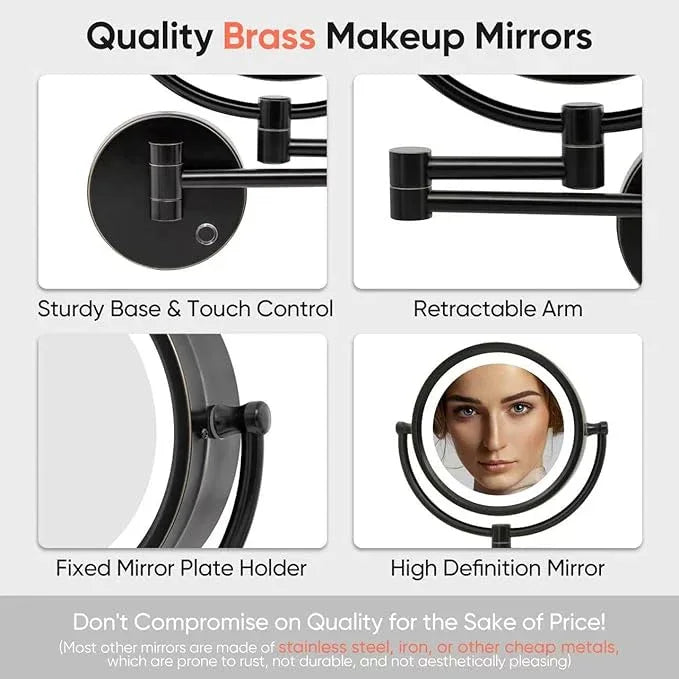 GURUN 8.5" Plug-in Magnifying Makeup Mirror with 3 Tones LED Lights Double Sided Vanity Mirror for Bathroom with 10X Magnification M1809DO (Oil-Rubbed Bronze/10X) - ModernBath