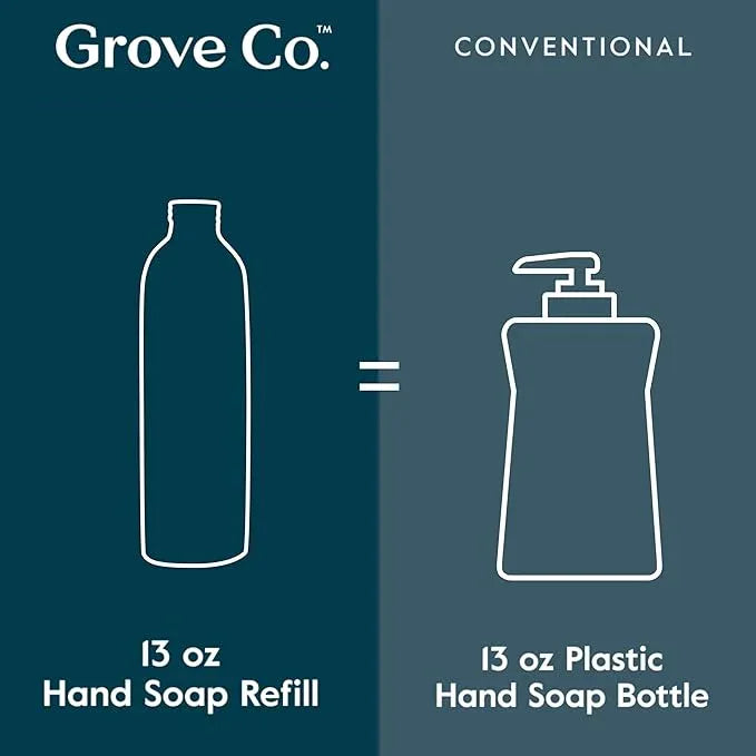Grove Co. Hydrating Gel Hand Soap Refills (3 x 13 Fl Oz) | Plastic-Free Liquid Hand Soap Refill Set, Leaves Hands Soft and Clean, 100% Natural Lemon & Eucalyptus Fragrance - ModernBath