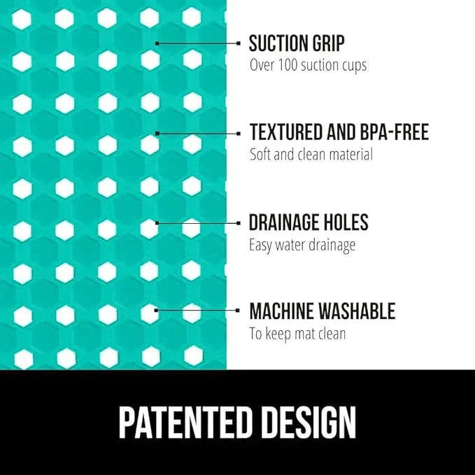 GORILLA GRIP Patented Square Shower Stall Mat, Small Bathtub Floor Mats for Stand Up Showers, Suction Cups and Drain Holes, Machine Wash, Soft on Feet, Bathroom Accessories 21x21 Inch Turquoise Opaque - ModernBath