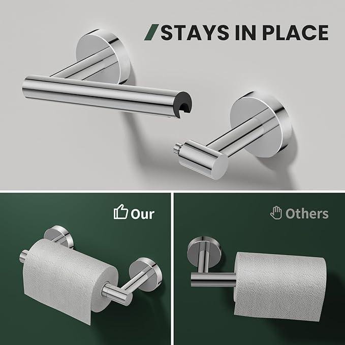 Toilet Paper Holder and Towel Ring Set 2PCS Wall Mount, Polished Chrome Bathroom Hardware Set, Stainless Steel Hand Towel Holder Toilet Paper Roll Holder Set, Bathroom Accessories for Bathroom Kitchen - ModernBath