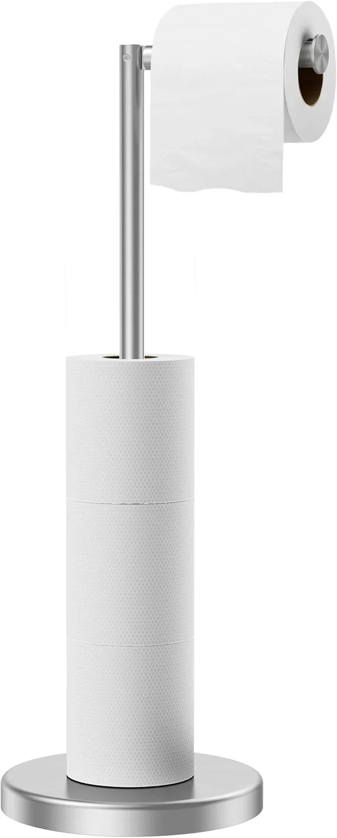 FORIOUS Toilet Paper Holder Stand, Toilet Paper Storage with 4 Rolls, Freestanding Tissue Roll Holder for Bathroom, Durable 304 Stainless Steel and Weighted Base Toilet Paper Stand, Brushed Nickel - ModernBath