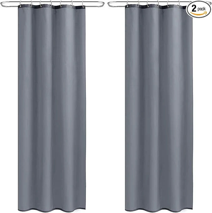 Nasitos Shower Curtain Liners 2 Pack - W36 x H72 - Washable & Water Resistant Fabric Bath Shower Liners for Narrow Stall, Stand Up Shower Stall, RV, Camper (Grey, Magnets Included) - ModernBath
