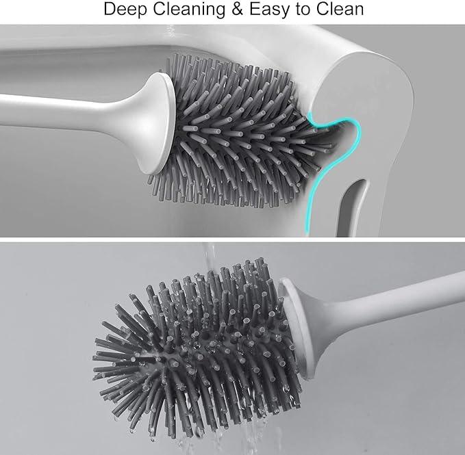Lefree 2 Pack Silicone Toilet Brush,Rubber Toilet Bowl Brush and Holder Set with Ventilated Holder, Toilet Cleaner Brush for Bathroom,Floor Standing & Wall Mounted Toilet Scrubber Without Drilling - ModernBath