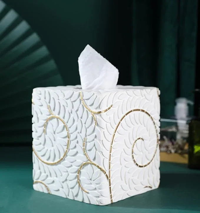 Hymmah Modern Square Tissue Box Cover Holder,Bathroom Accessories Decor Unique Design Tissue Box Cover for Bathroom Vanity Counter Tops Also Great for Bedrooms and Living Rooms - ModernBath