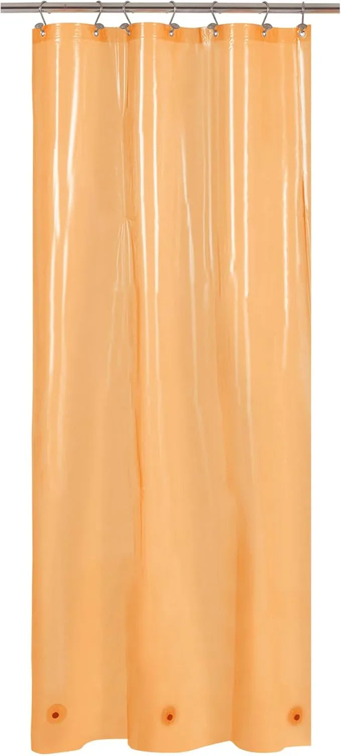 Barossa Design Clear Orange Stall Shower Curtain Liner 36" W x 72" H - Waterproof Lightweight PEVA Plastic Narrow Shower Liner for Small Bathroom,3 Bottom Magnets & Metal Grommets - Clear Orange - ModernBath