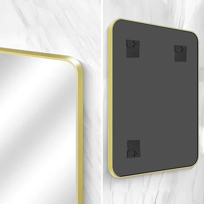 BONEWEI Gold Bathroom Mirror,36x48 inch Wall Mirror for Bathroom Wall Mounted,Round Rectangle Mirror for Bathroom Over Sink,Modern Frame for Home Decor Living Room,Bedroom Entryway,Horizontal/Vertical - ModernBath