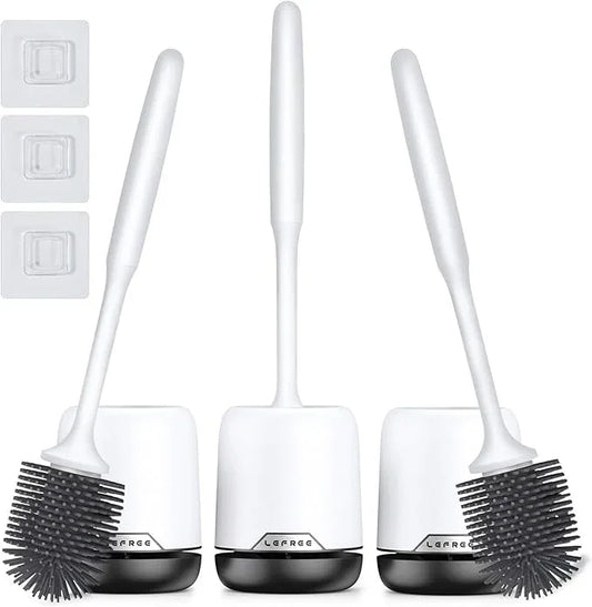 Lefree 3 Pack Silicone Toilet Bowl Brush and Holder Set with Ventilated Holder, Floor Standing & Wall Mounted Toilet Scrubber - ModernBath