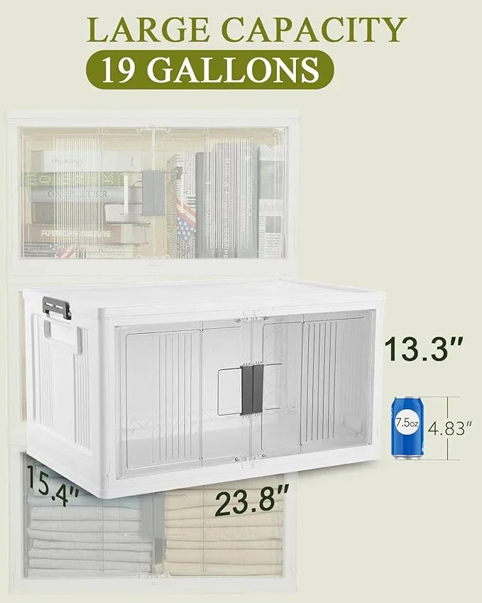 OlarHike 76QT Lockable Storage Bins with Lids - Folding Storage box with Doors and Wheels, Collapsible Plastic Bins for Closets, Stackable Organizer and Containers, Christmas Gifts, 3 Pack Cubes - ModernBath