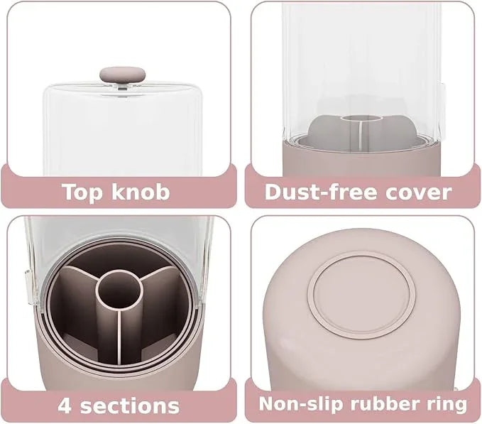 YOOLENS Toothbrush Holder with Cover 360 Rotating 4 Compartments Bathroom Toothpaste Electric Toothbrush Organizer, Pink - ModernBath