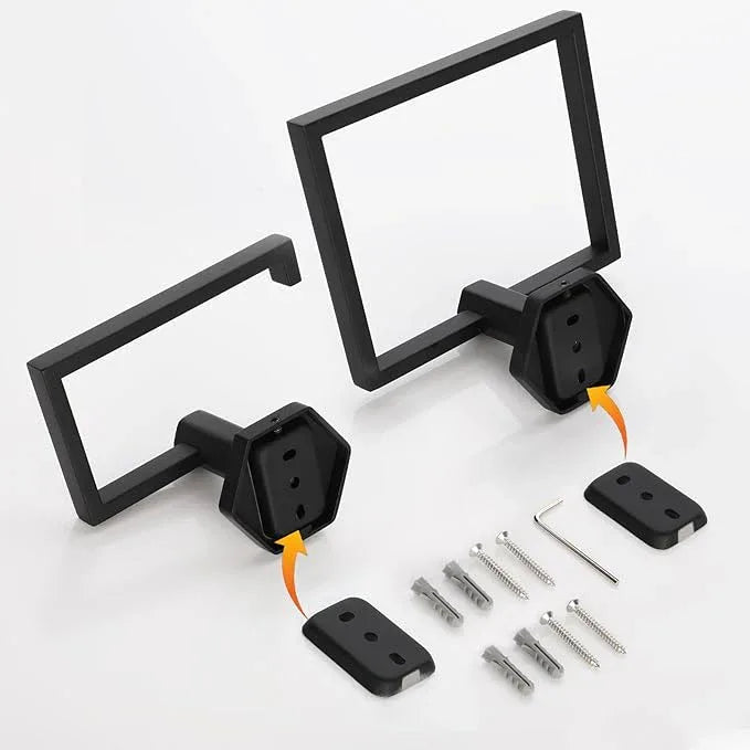 GERZWY Bathroom 2-Piece Accessory Set SUS 304 Stainless Steel Toilet Paper Holder Towel Ring Wall Mount, Matte Black - ModernBath