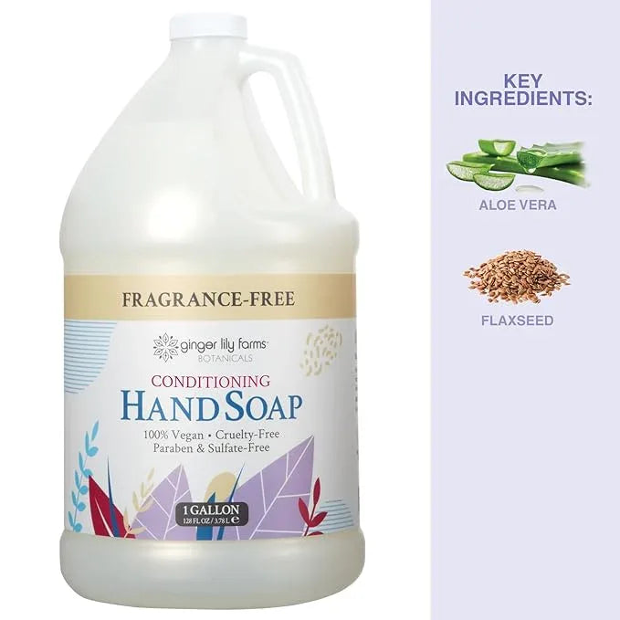Ginger Lily Farms Botanicals All-Purpose Liquid Hand Soap Refill, Fragrance Free, 100% Vegan & Cruelty-Free, 1 Gallon - ModernBath