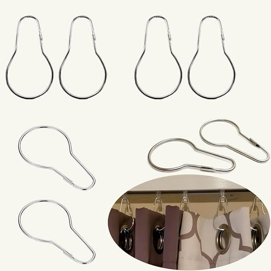 HLCM Shower Curtain Rings Hooks, Rust-Resistant Metal Shower Curtain Hooks, Stainless Steel Shower Curtain Rings for Bathroom Shower Curtain Rod (50PCS)