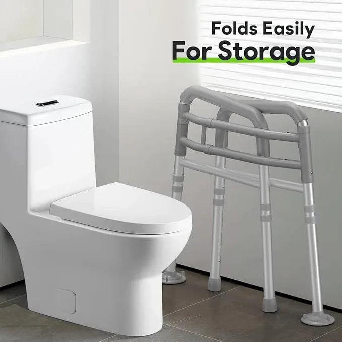 Delog Toilet Safety Rails 300 lb - Adjustable Toilet Safety Frame & Rails, Toilet Safety Rail for Elderly Adults, Toilet Handles for Seniors, Toilet Bars for Elderly & Handicap (Gray) - ModernBath