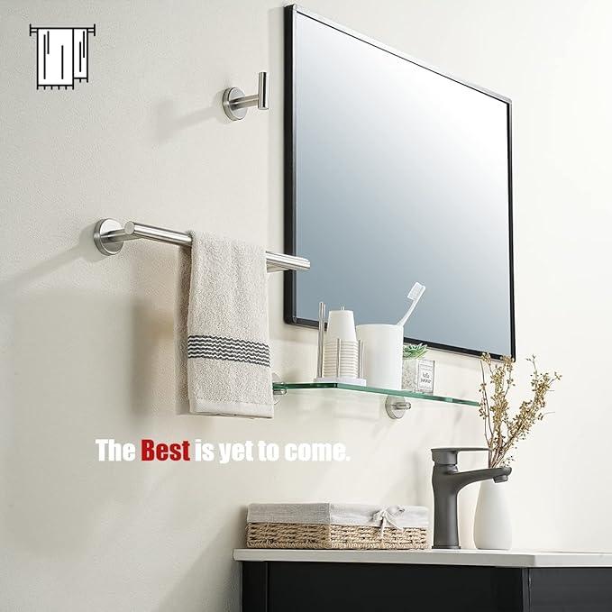 JQK Bathroom Towel Bar, 15 Inch 304 Stainless Steel Thicken 0.8mm Towel Rack, Towel Holder Brushed Finished Wall Mount, Useable Length 12 Inch, TB110L12-BN - ModernBath